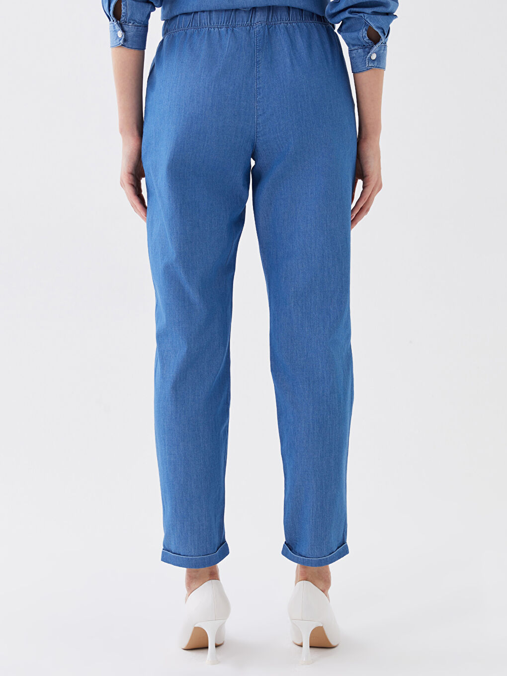 Mavi Beli Lastikli Slouchy Fit Kadın Jean Pantolon-4