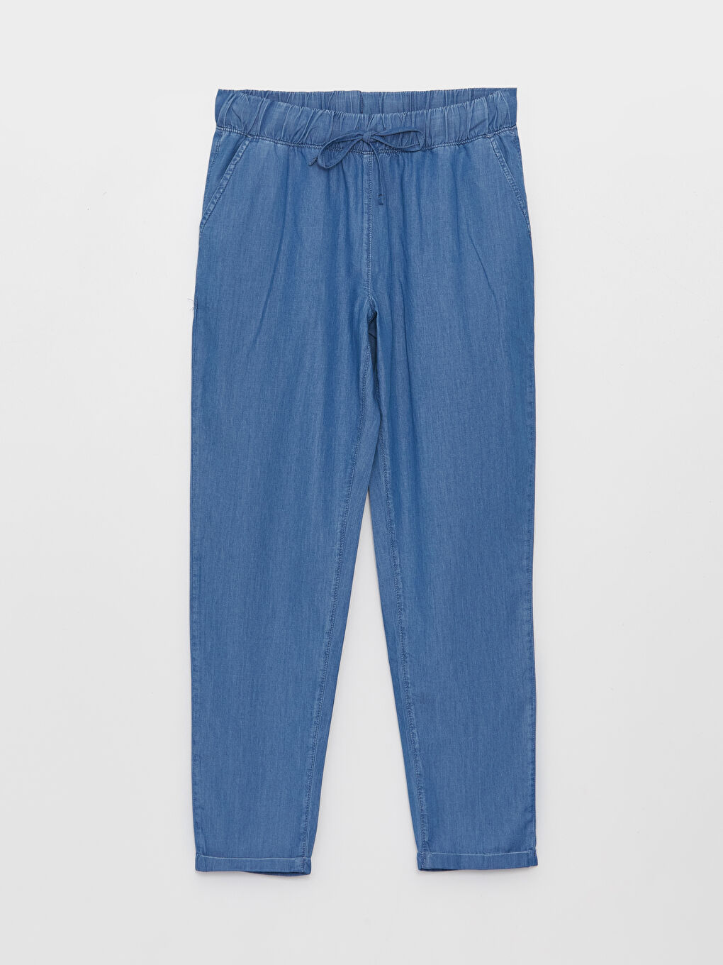 Mavi Beli Lastikli Slouchy Fit Kadın Jean Pantolon-5