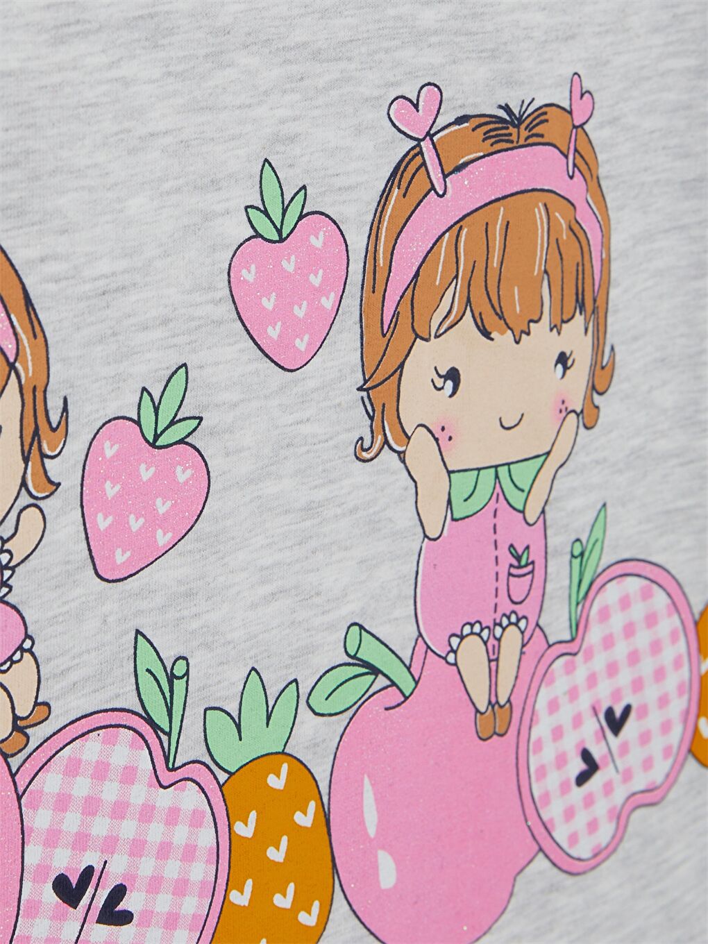 Gri Bisiklet Yaka Kısa Kollu Baskılı Kız Bebek Tişört ve Tayt 2'li Takım-4