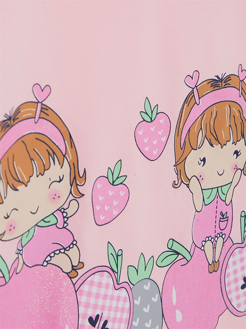 Pembe Bisiklet Yaka Kısa Kollu Baskılı Kız Bebek Tişört ve Tayt 2'li Takım-4