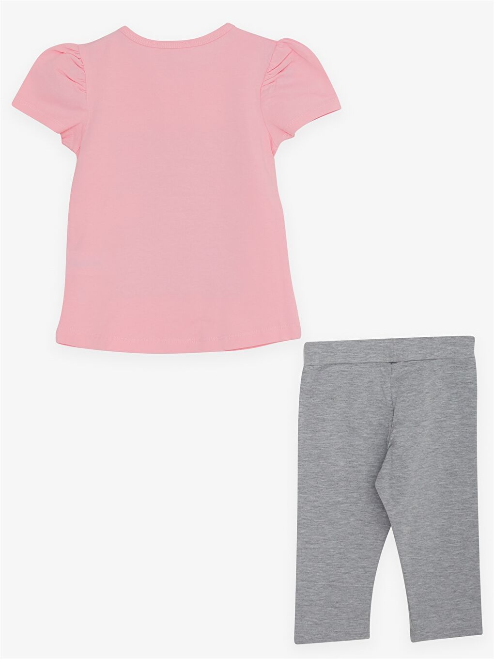 Pembe Bisiklet Yaka Baskılı Kız Bebek Tişört ve Tayt 2'li Takım-1