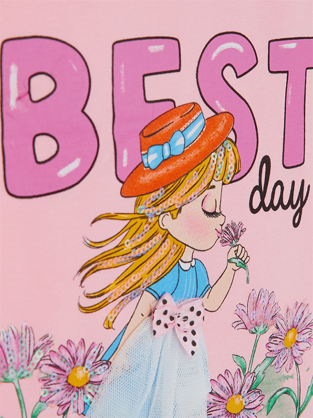 Pembe Bisiklet Yaka Baskılı Kız Bebek Tişört ve Tayt 2'li Takım-4