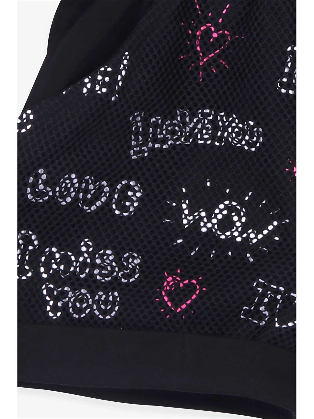 Siyah Beli Lastikli Baskılı Kız Çocuk Şort-2