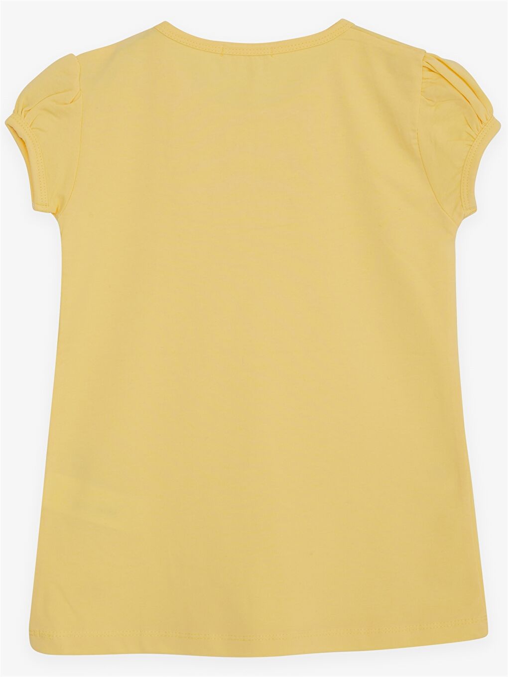 Sarı Bisiklet Yaka Kısa Kollu Kız Çocuk Tişört-1