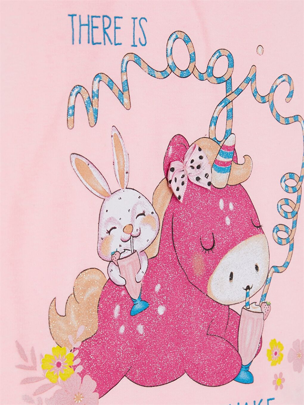 Pembe Bisiklet Yaka Kısa Kollu Kız Bebek Tişört ve Tayt 2'li Takım-4