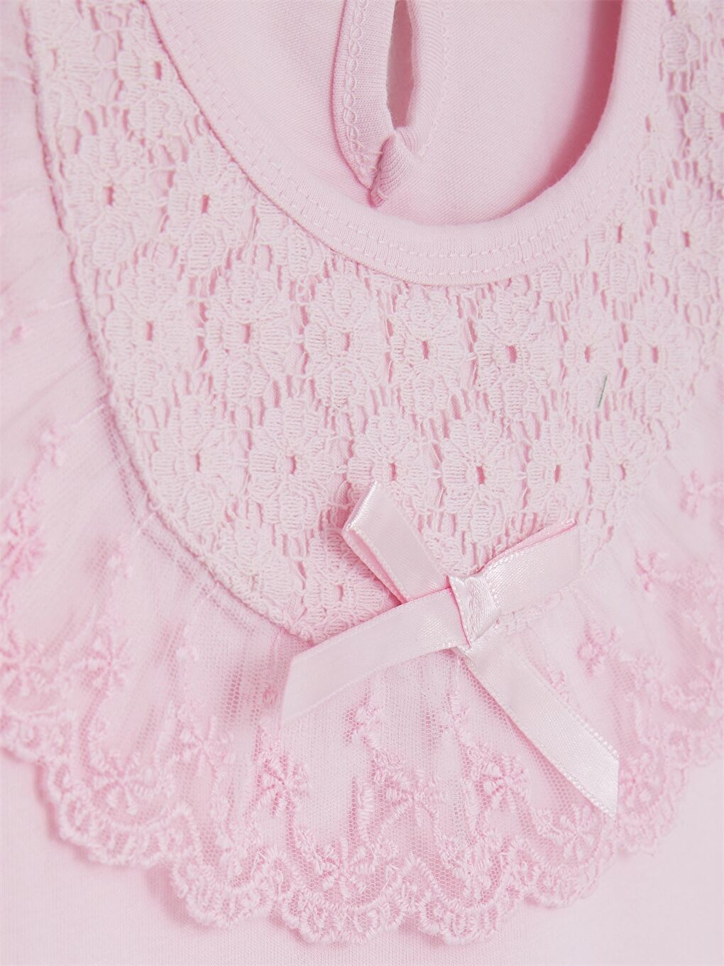 Pembe Bisiklet Yaka Kısa Kollu Kız Bebek Tişört-2