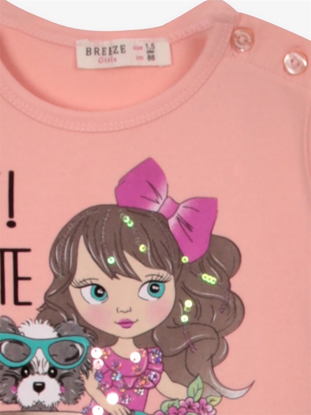 Turuncu Bisiklet Yaka Kısa Kollu Kız Bebek Tişört ve Tayt 2'li Takım-2