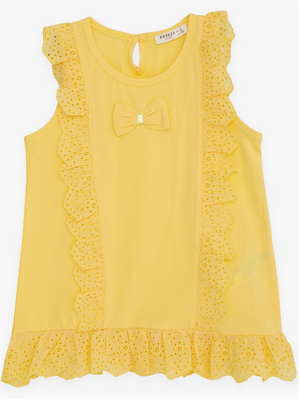 Sarı Bisiklet Yaka Fisto Detaylı Kız Çocuk Atlet