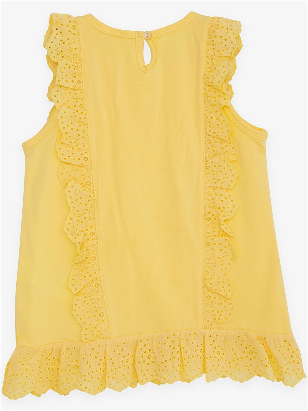 Sarı Bisiklet Yaka Fisto Detaylı Kız Çocuk Atlet-1