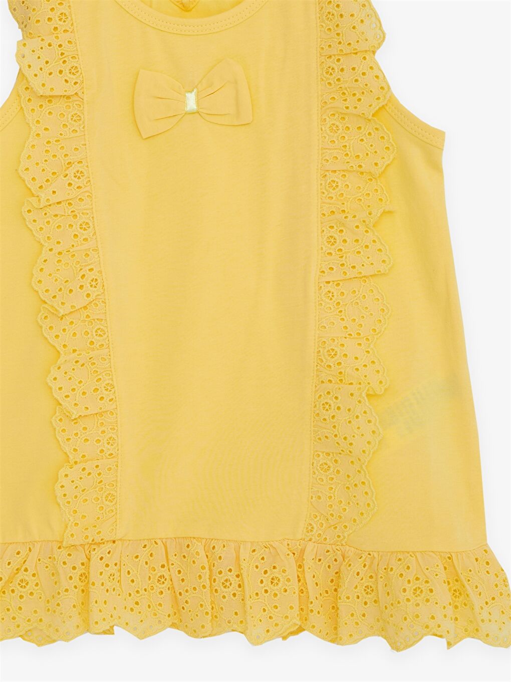 Sarı Bisiklet Yaka Fisto Detaylı Kız Çocuk Atlet-2