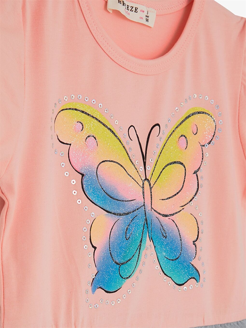 Turuncu Bisiklet Yaka Baskılı Kısa Kollu Kız Çocuk Elbise-2