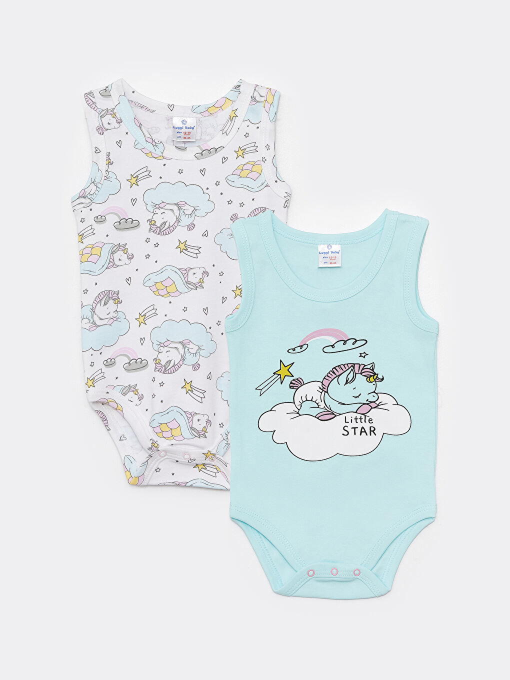 Yeşil Bisiklet Yaka Baskılı Kız Bebek Çıtçıtlı Bodysuit 2'li