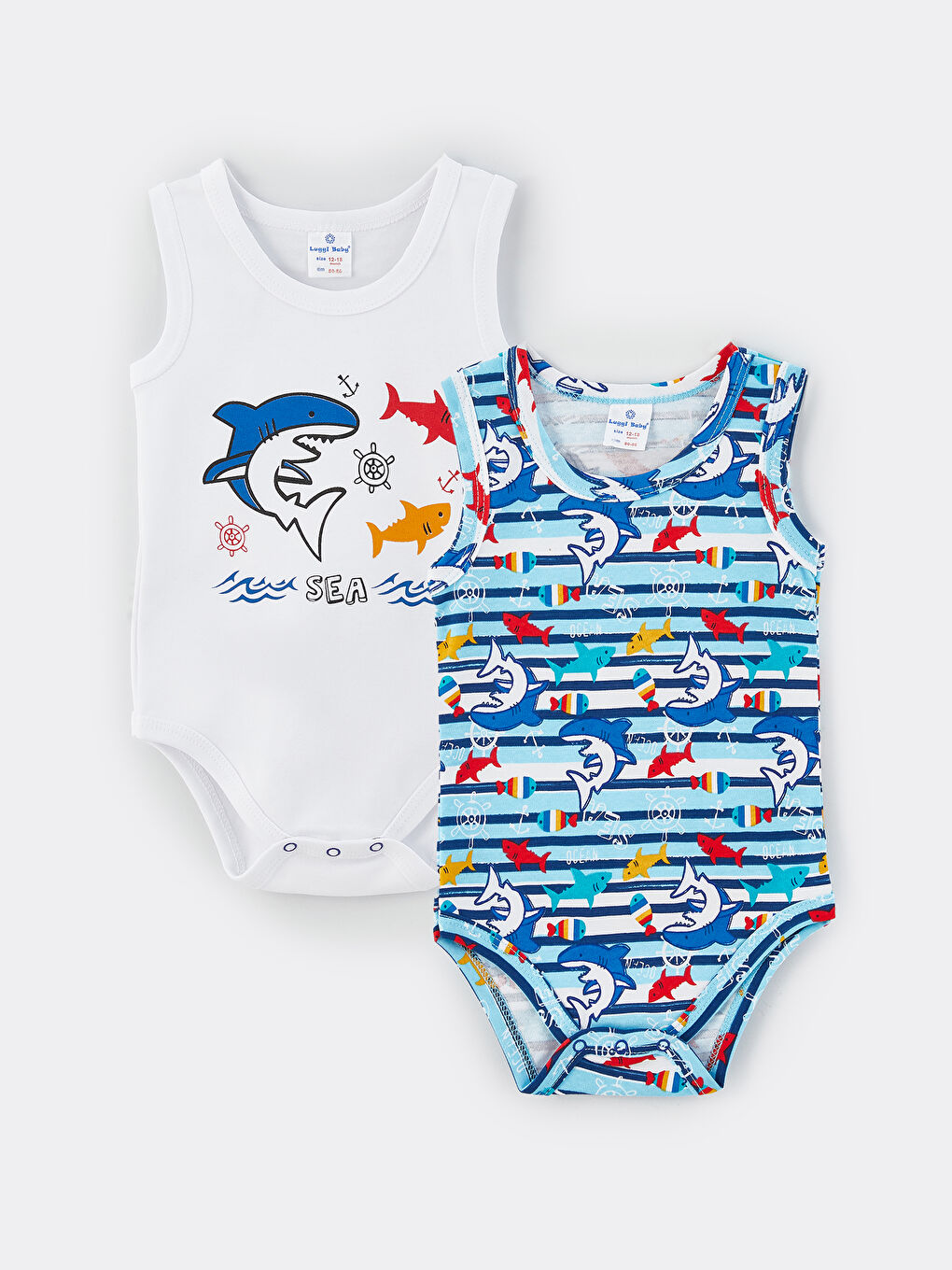 Turkuaz Bisiklet Yaka Baskılı Erkek Bebek Çıtçıtlı Bodysuit 2'li