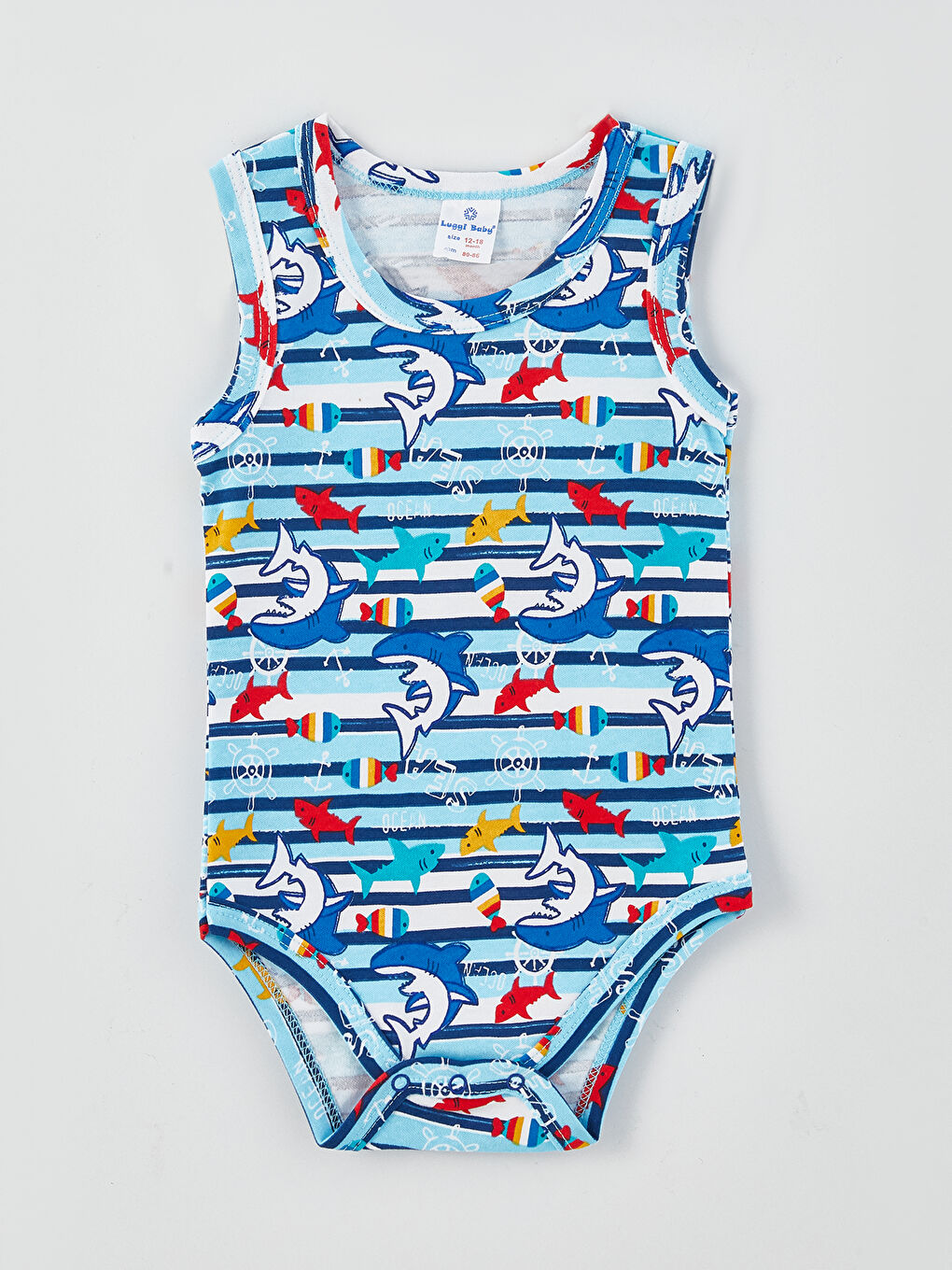 Turkuaz Bisiklet Yaka Baskılı Erkek Bebek Çıtçıtlı Bodysuit 2'li-2