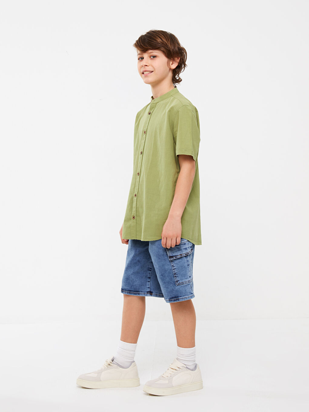 Шорты джинсовые для мальчиков свободного кроя с эластичным поясом