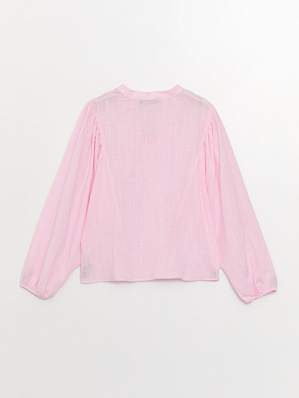 Tie Neck Plain Long Sleeve Oversize Women's Blouse-6