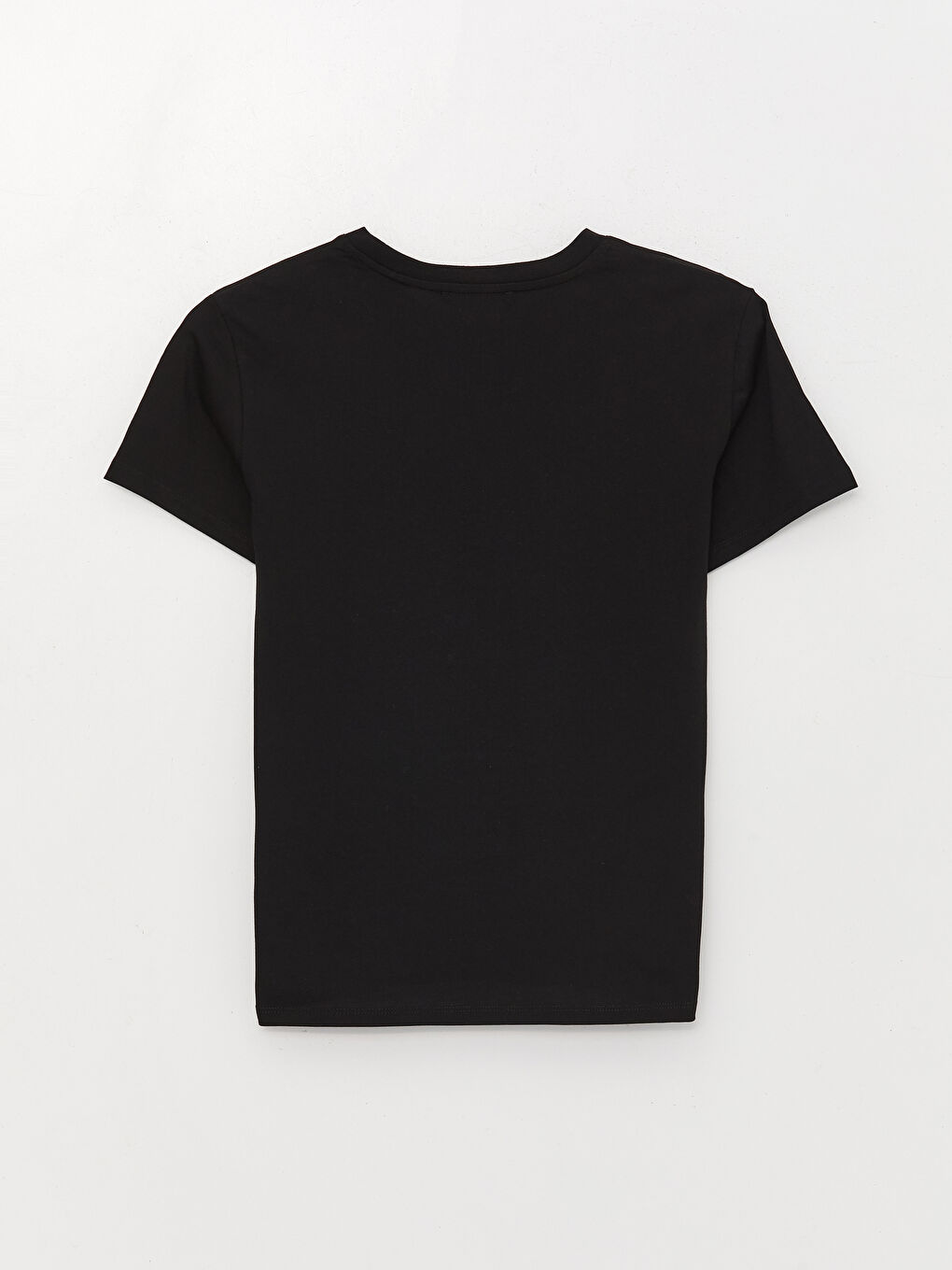 Siyah Bisiklet Yaka Baskılı Kısa Kollu Kadın Tişört-6