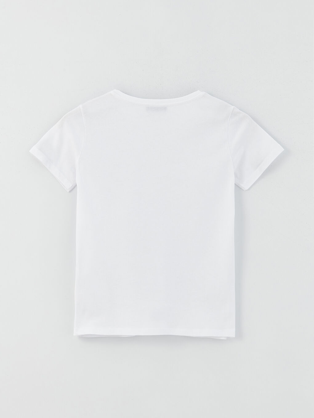 Beyaz Bisiklet Yaka Baskılı Kısa Kollu Kadın Tişört-6