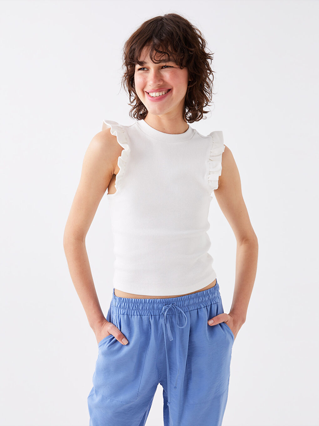 LCW Vision Women's Crew Neck Plain Tank Top -S3IF69Z8-R9J