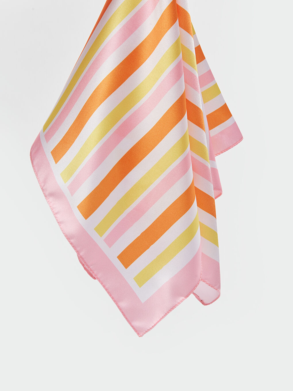 Pembe Çizgili Saten Kadın Bandana-5