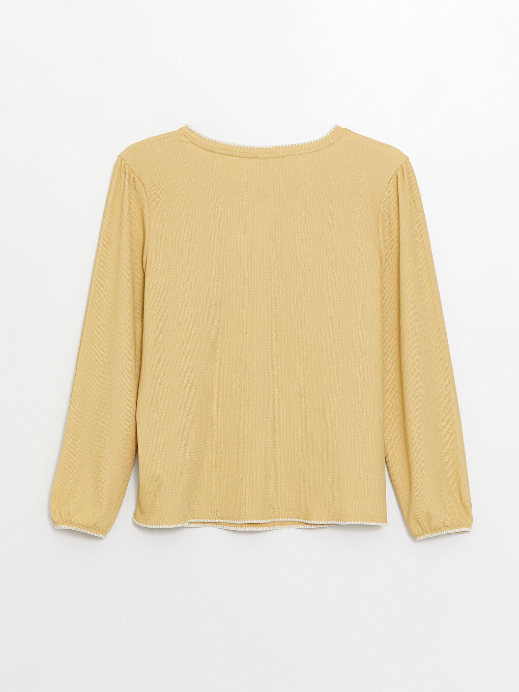 Sarı Bağlamalı Yaka Düz Uzun Kollu Kadın Bluz-6