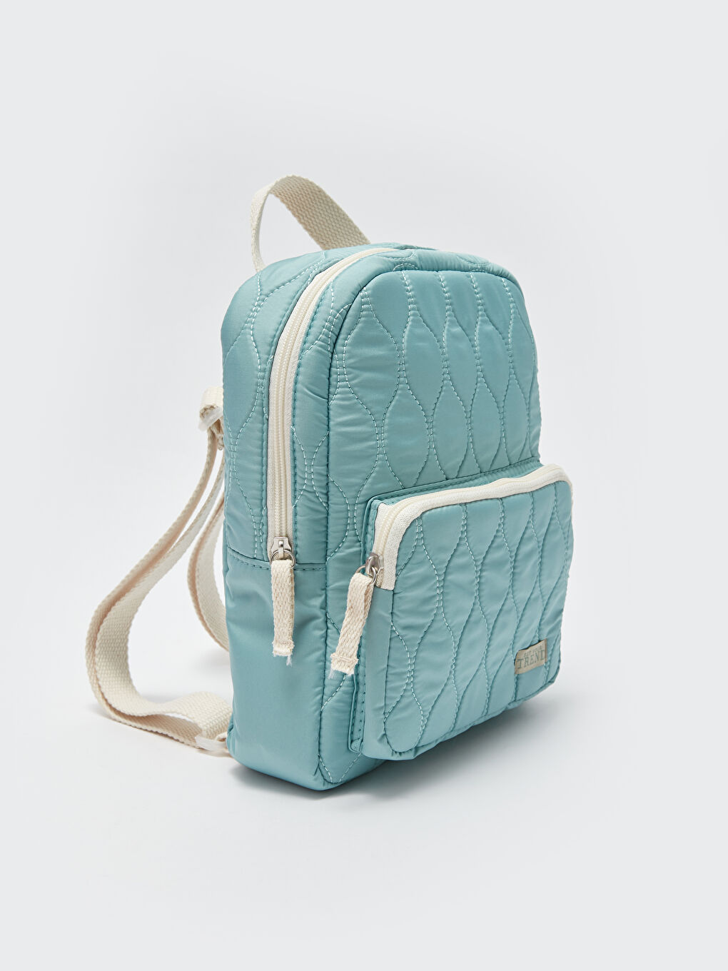 Turkuaz Kendinden Desenli Kız Çocuk Sırt Çantası-1