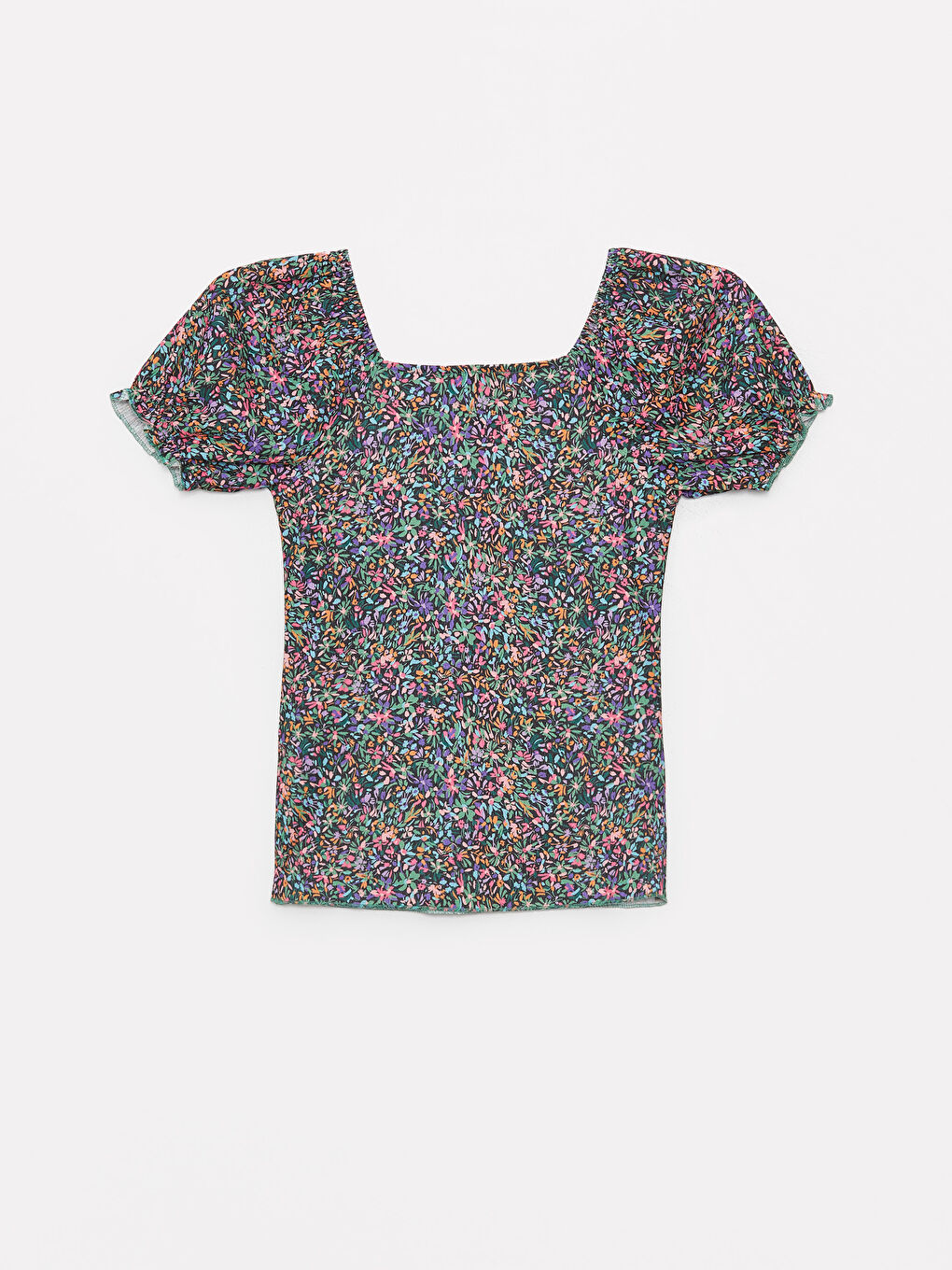 Pembe Kayık Yaka Desenli Kısa Kollu Kadın Tişört-6