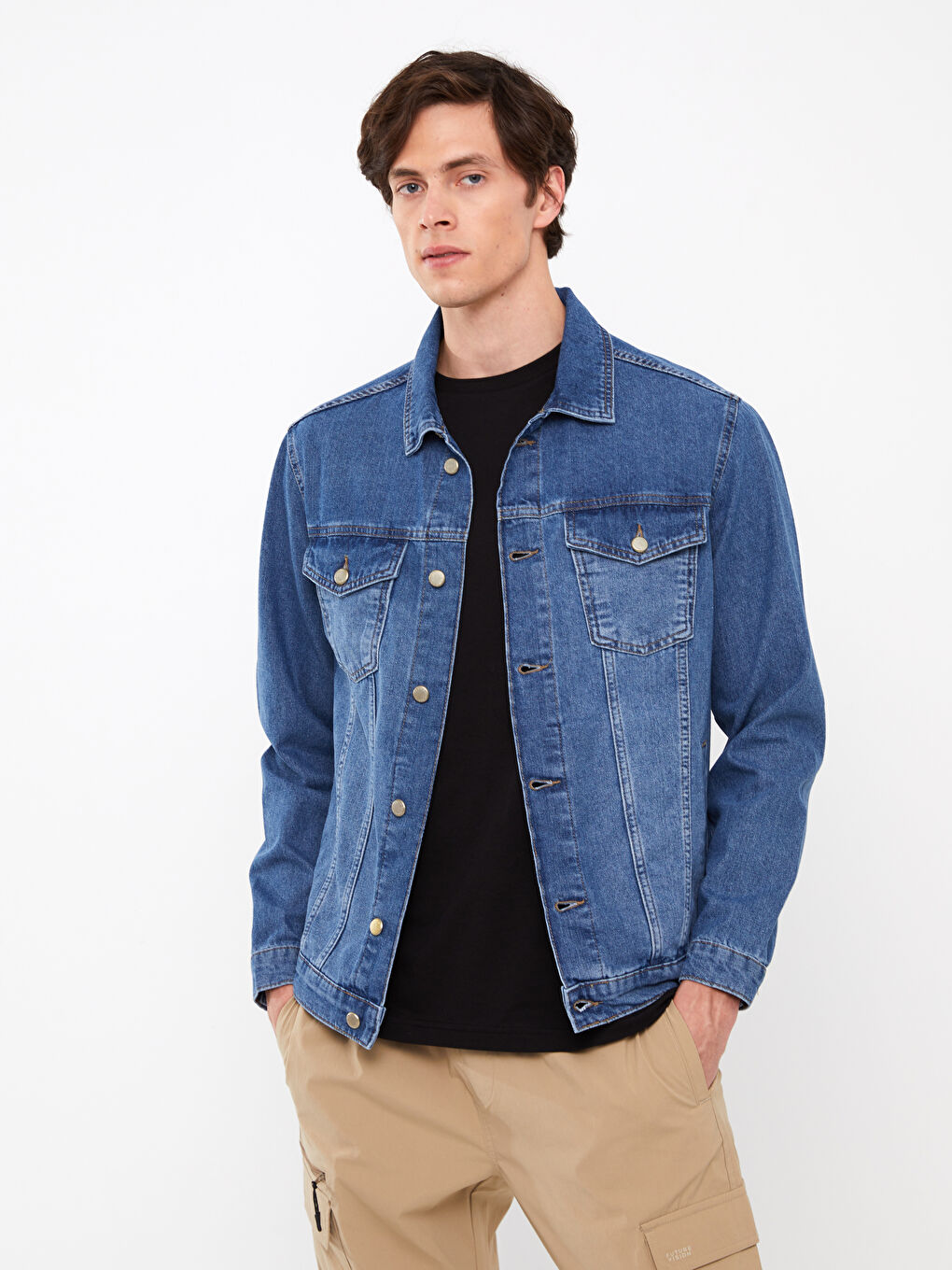 İndigo Standart Kalıp Erkek Jean Ceket