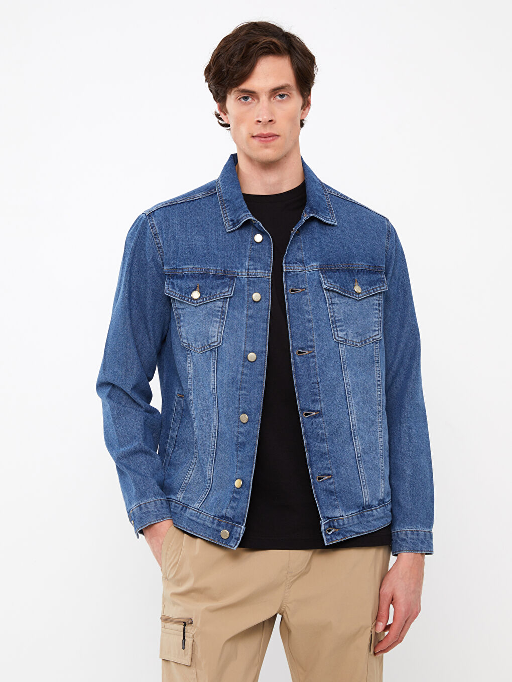 İndigo Standart Kalıp Erkek Jean Ceket-1