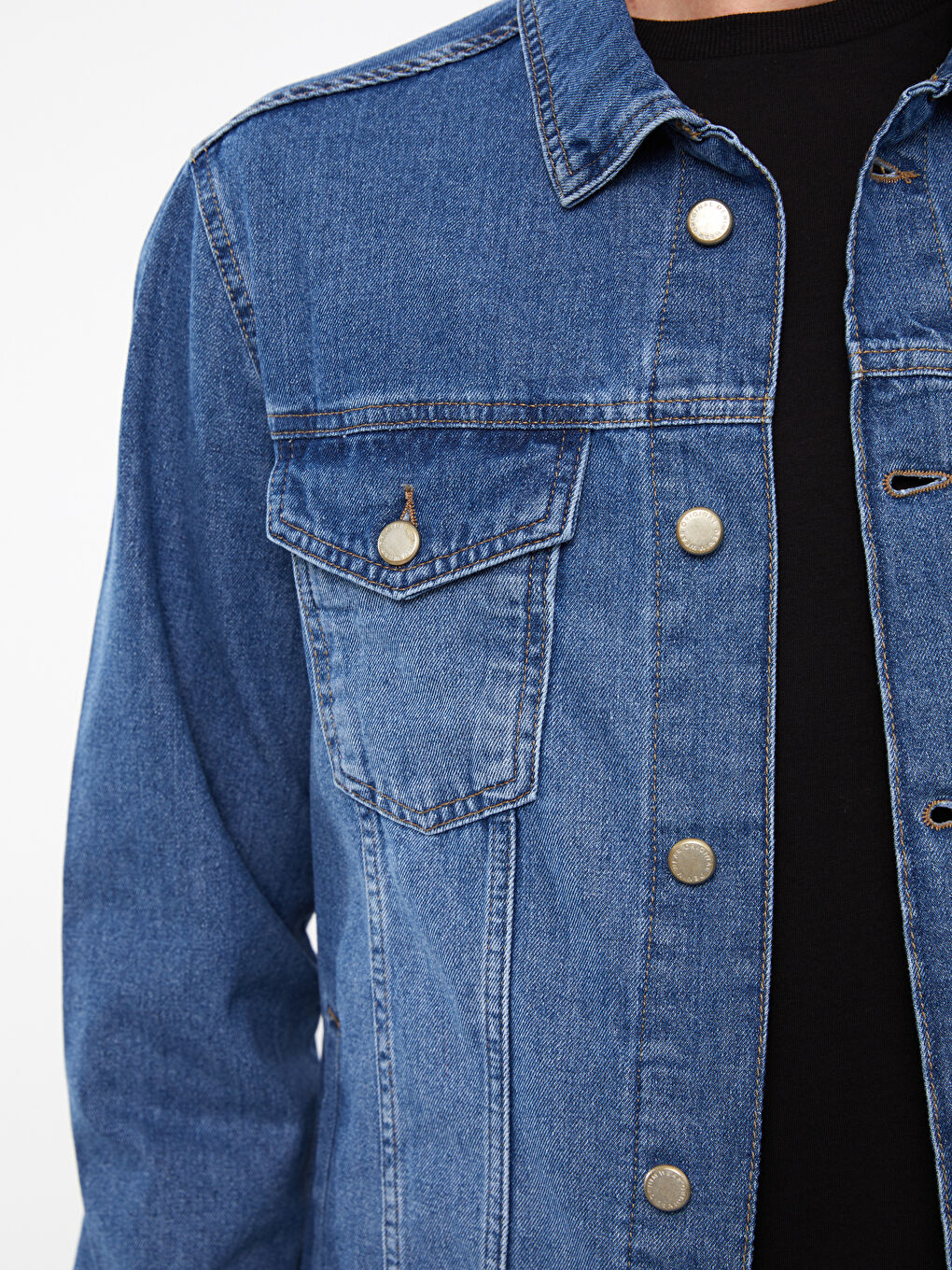 İndigo Standart Kalıp Erkek Jean Ceket-4