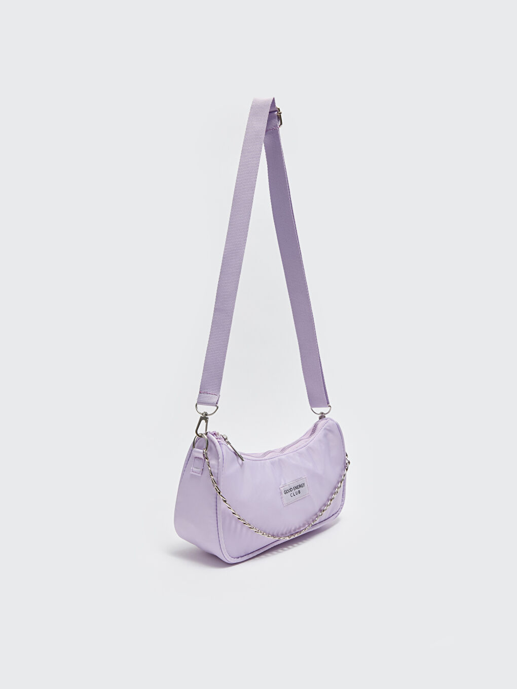 Lila Etiket Detaylı Kadın Omuz Çantası-1