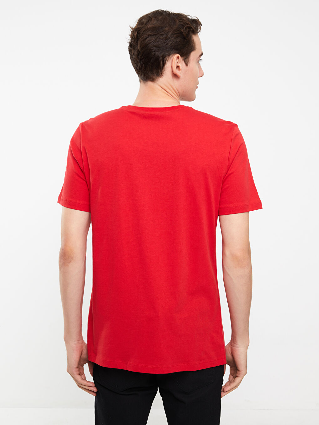 Kırmızı Bisiklet Yaka Kısa Kollu Atatürk İmzası Baskılı Erkek Tişört-4