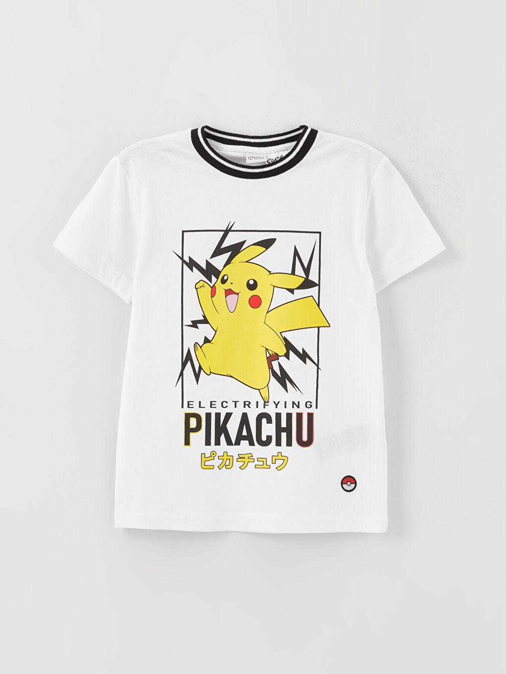 მრგვალი საყელო პიკაჩუს ნაბეჭდი მოკლე სახელო ბიჭებისთვის მაისური