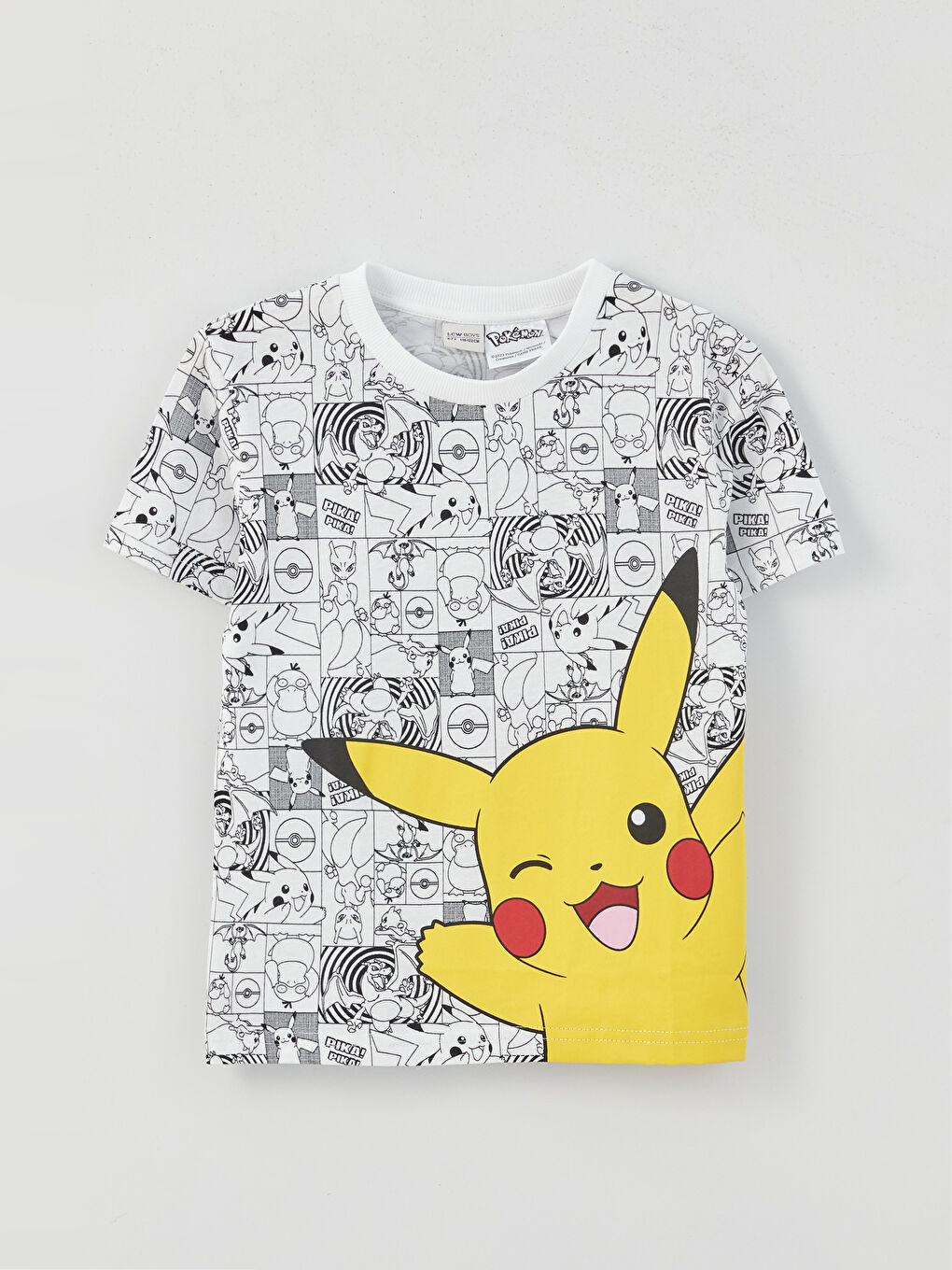 Crew Neck Pokemon Printed Short Sleeve Boys' T-Shirt