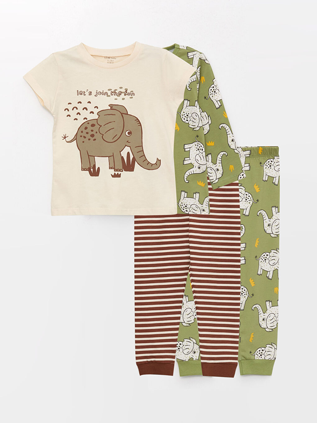 Yeşil Baskılı Erkek Bebek Pijama Takımı 4'lü