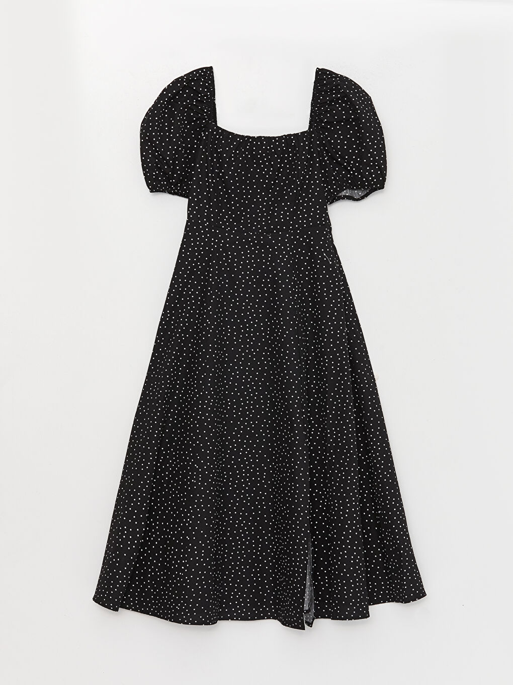 Square Collar Polka Dot Short Sleeve Women's Dress-5