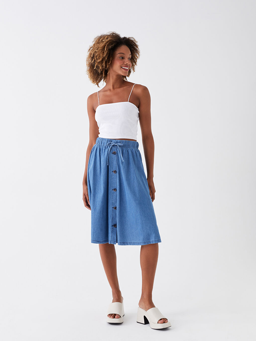 Women's Straight Elastic Waist Jean Skirt -S3IH73Z8-507