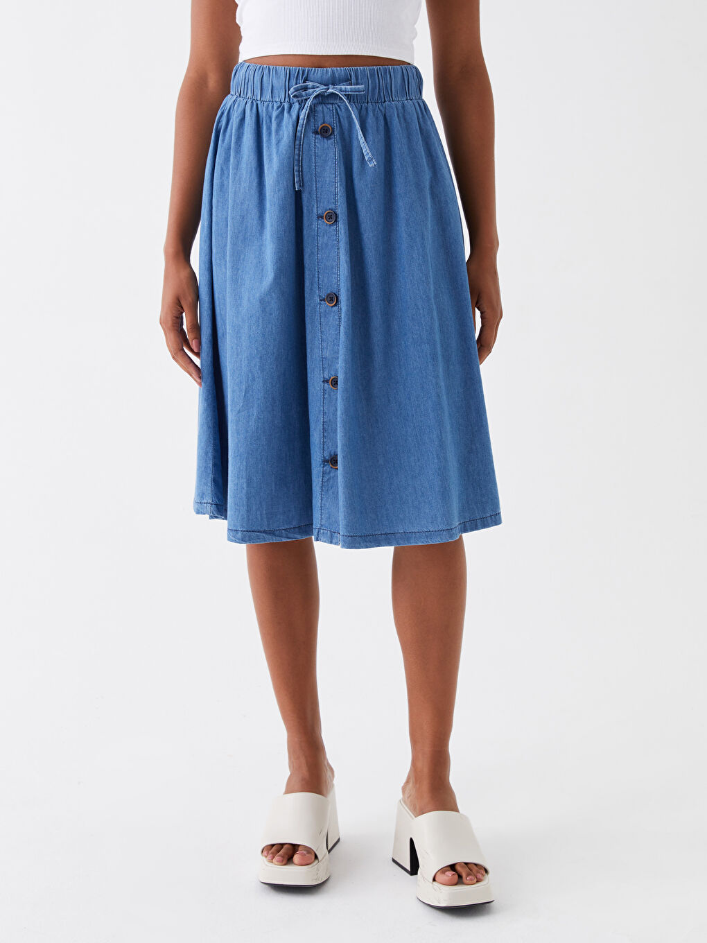 Women's Straight Elastic Waist Jean Skirt -S3IH73Z8-507