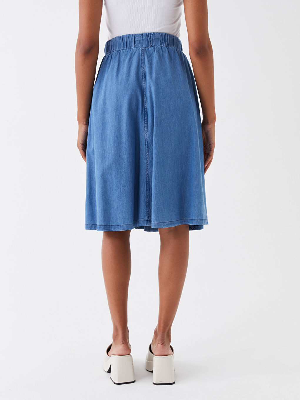 Women's Straight Elastic Waist Jean Skirt -S3IH73Z8-507