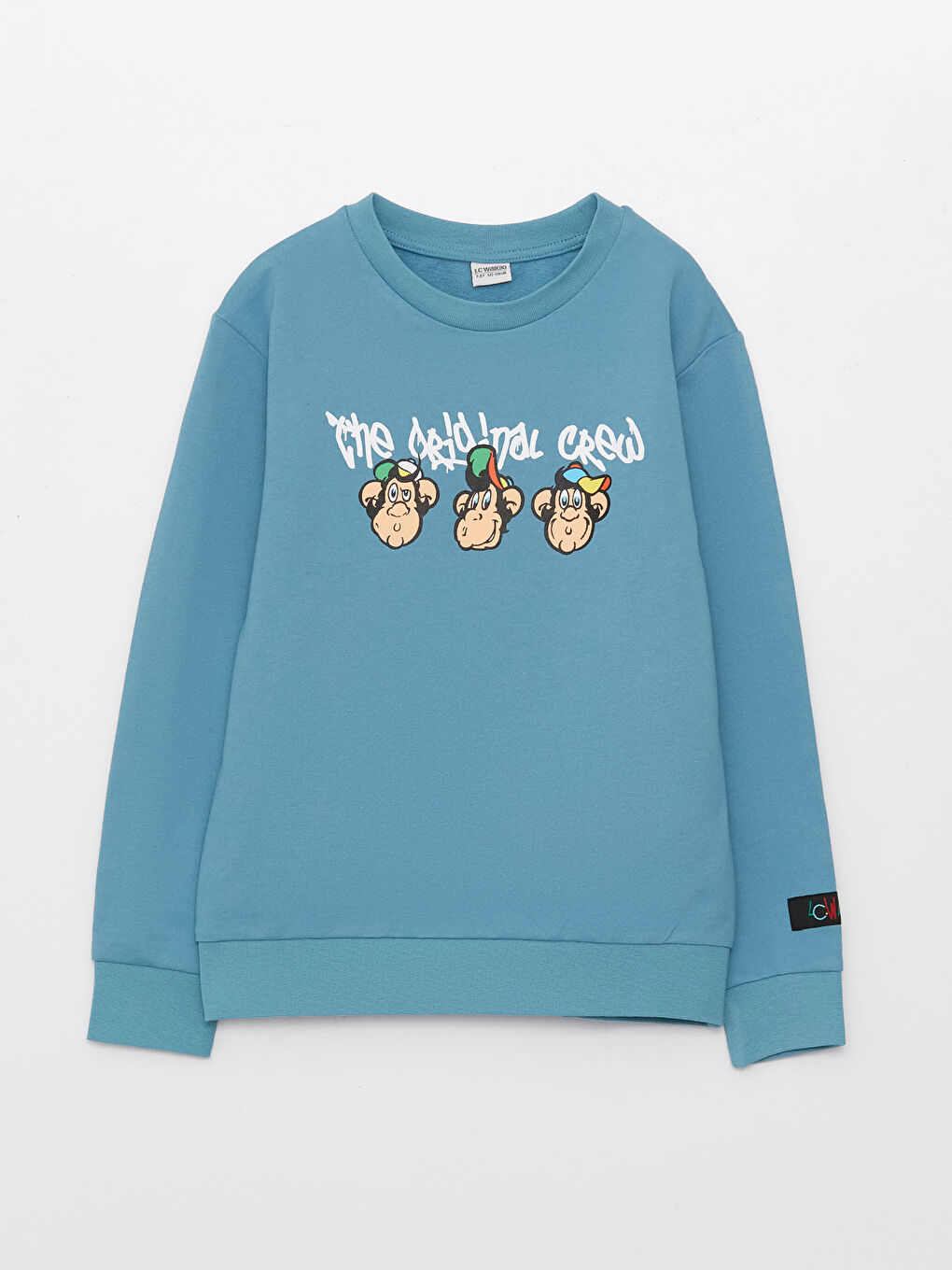 سويت شيرت أطفال يونيكس كم طويل مطبوع قرد نوستالجي بياقة دائرية-9