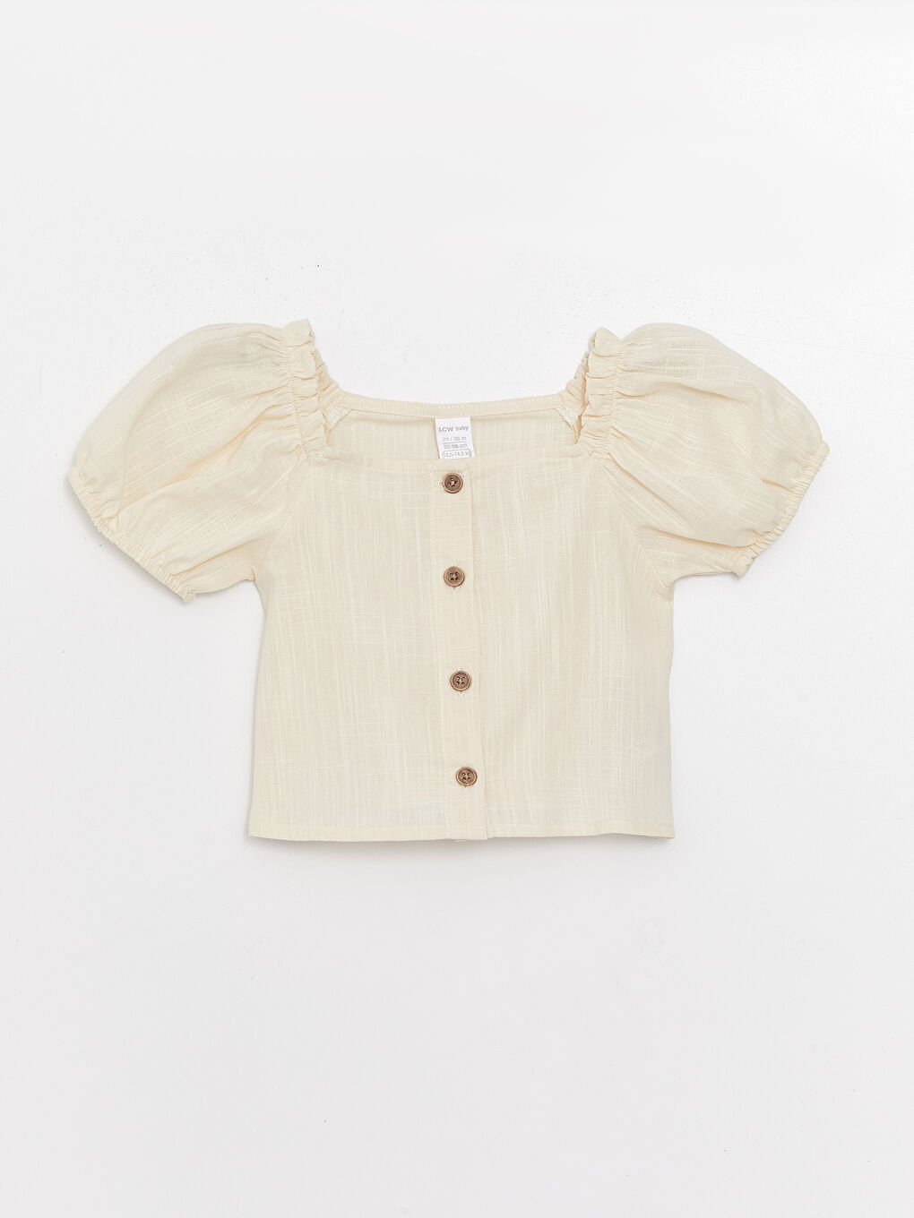 Bej Kare Yaka Kısa Kollu Baskılı Kız Bebek Bluz ve Etek 2'li Takım-1