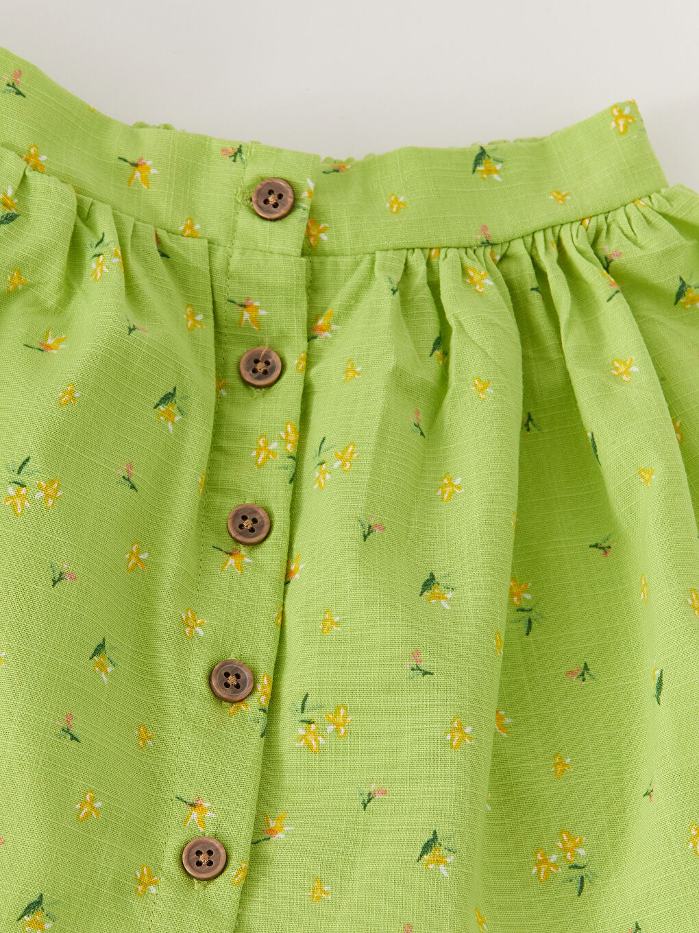 Bej Kare Yaka Kısa Kollu Baskılı Kız Bebek Bluz ve Etek 2'li Takım-3