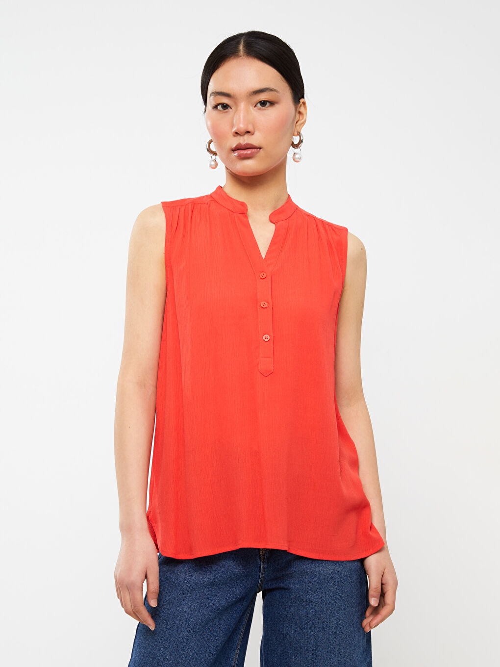 Women's Notch Neck Plain Blouse