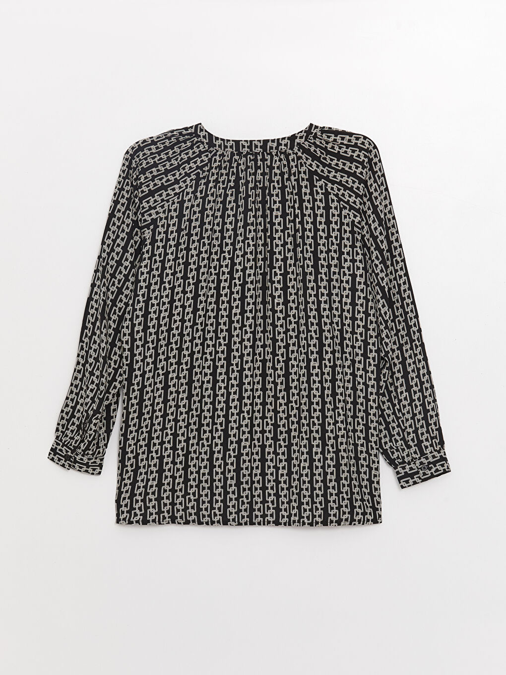 Bluză Supradimensionată cu Mânecă Lungă și Model, Decolteu în V pentru Femei-7