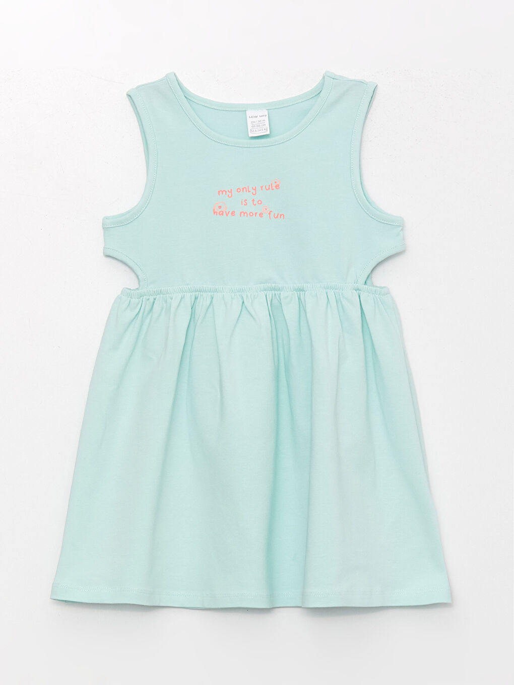 Yeşil Bisiklet Yaka Baskılı Kız Bebek Elbise