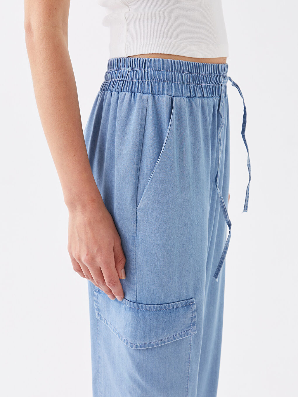 Джоггеры женские с эластичным поясом и карманами-2