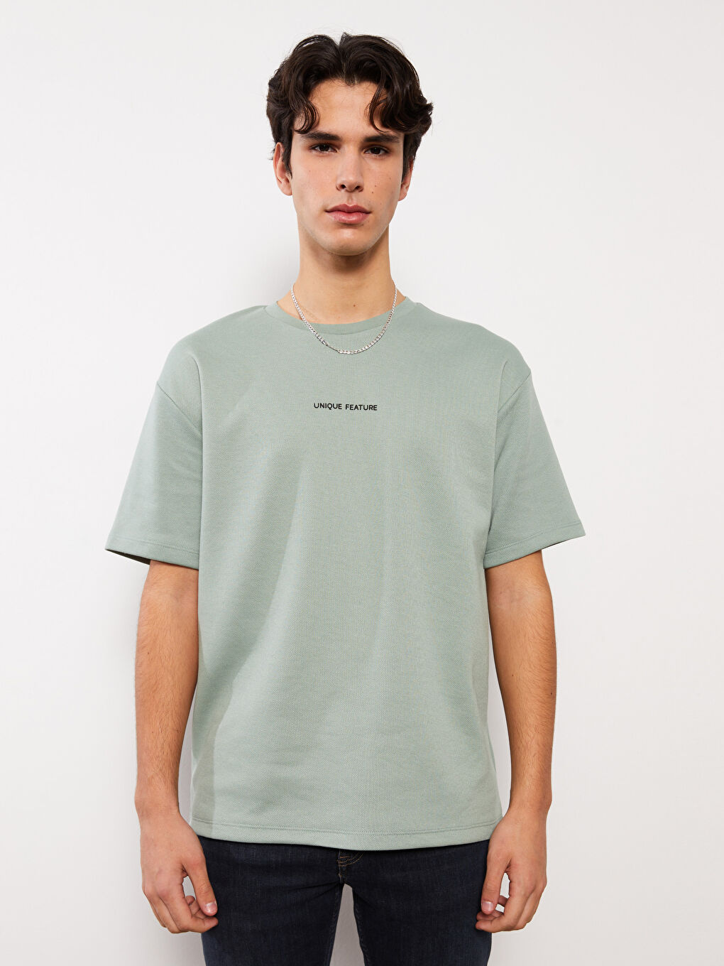 Crew Neck Short Sleeve Printed Men's Sweatshirt