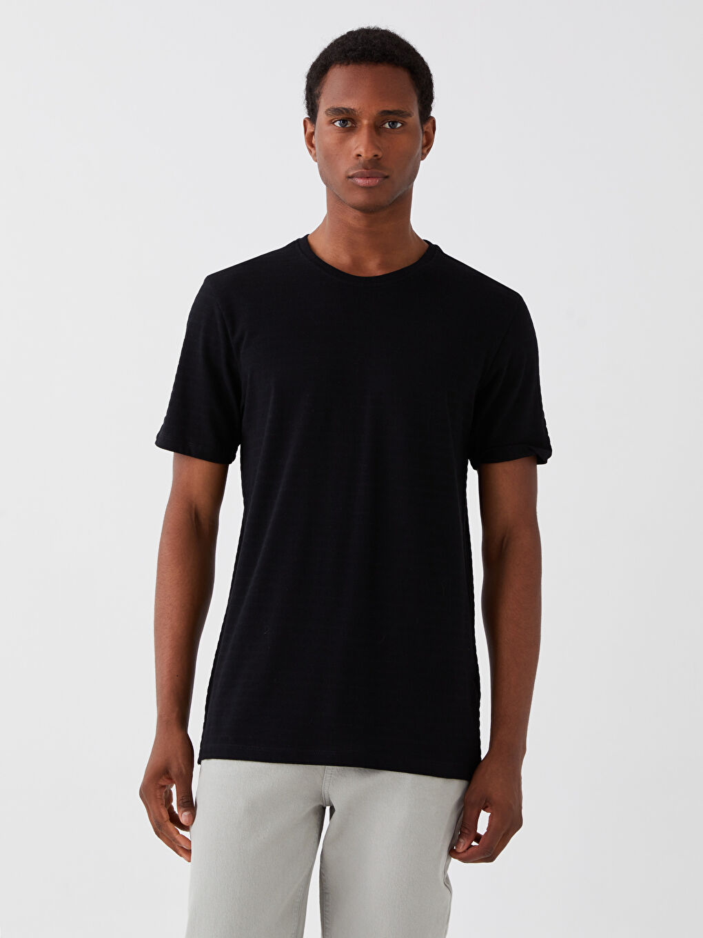 Crew Neck Short Sleeve Pique Men's T-Shirt-1