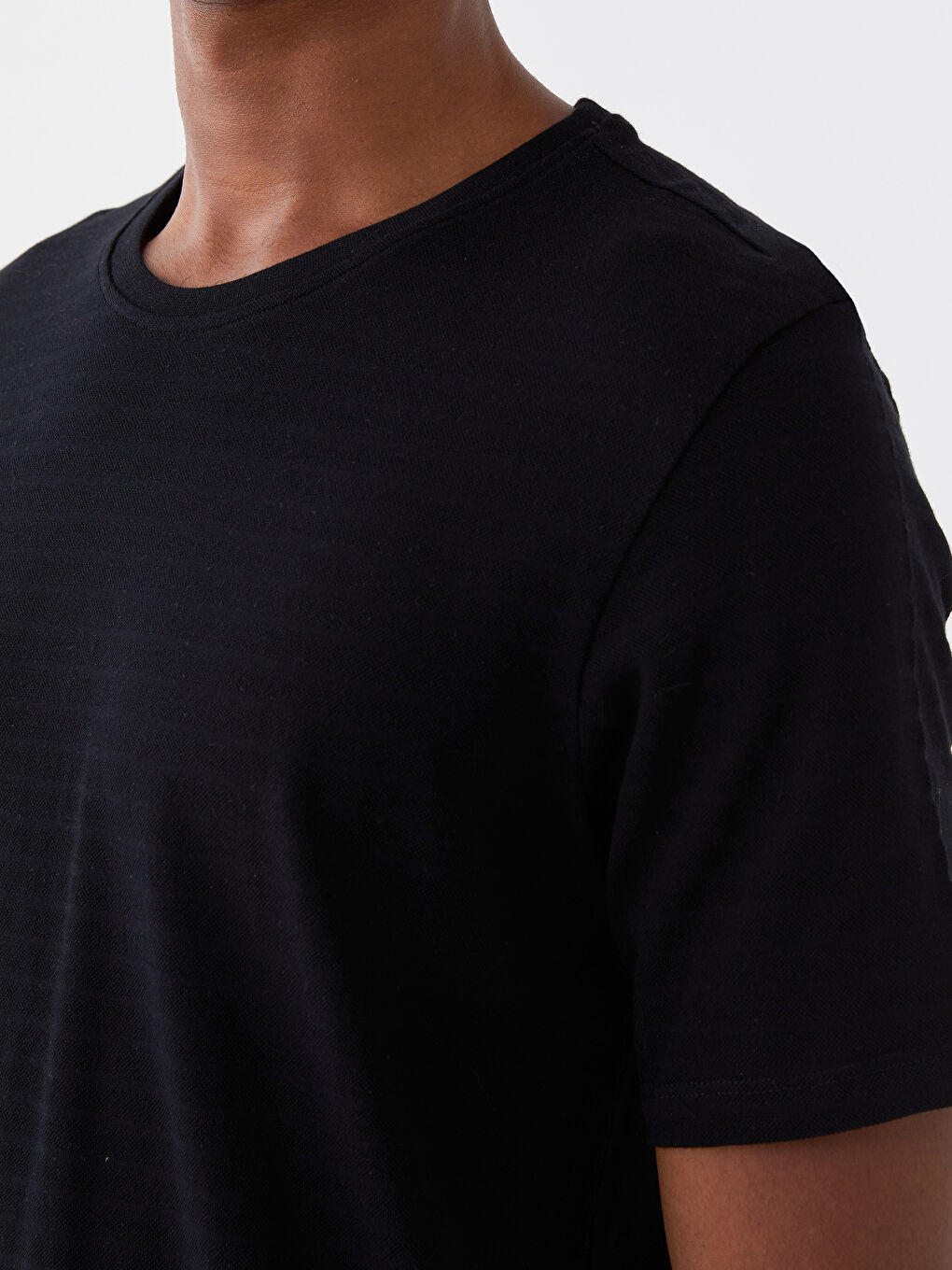 Crew Neck Short Sleeve Pique Men's T-Shirt-3