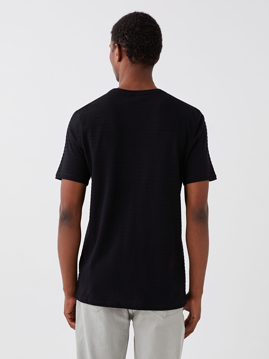 Crew Neck Short Sleeve Pique Men's T-Shirt-4